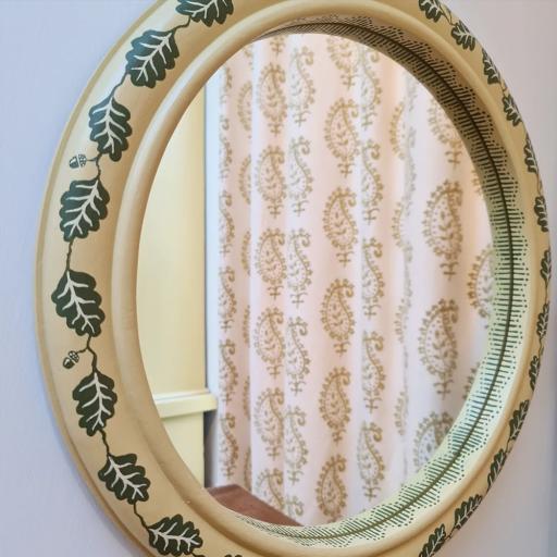 Chunky Round Handpainted Mirrors in Oak Leaf and Acorn Design