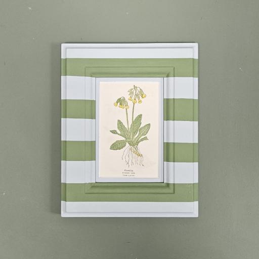 Cowslip print in Striped Frame