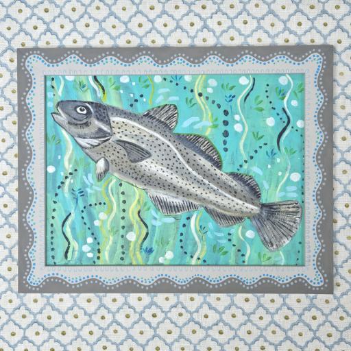 Vintage Fish Painting in Handpainted Frame WAS £85