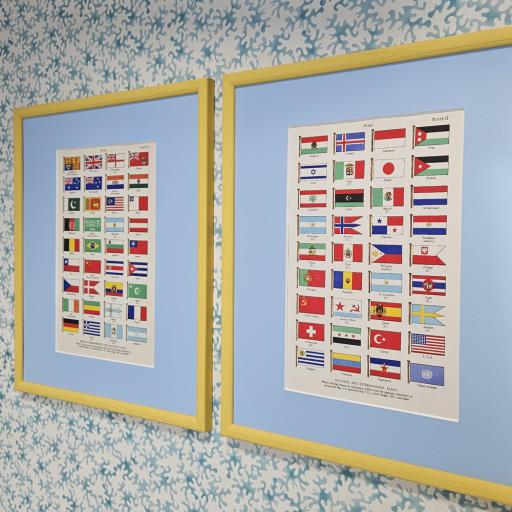 Vintage Prints of Flags in Colourblock Frames