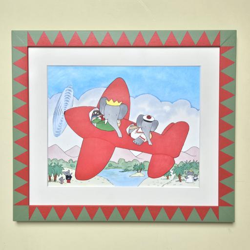 Babar Print in Zig Zag Handpainted Frame