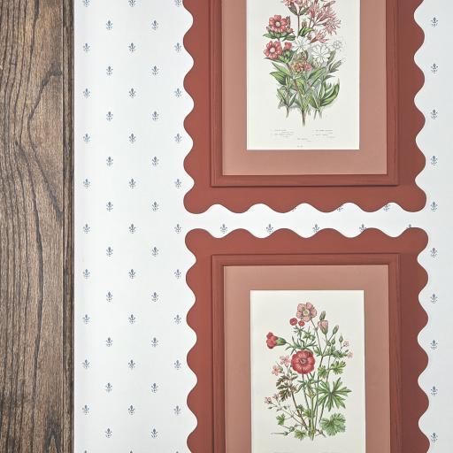 Pair of Botanical Prints in Red Wavy Frames