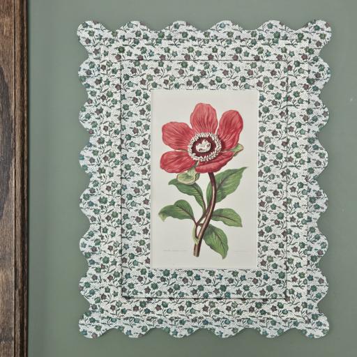 Antique Peony Print in Wavy Wrapped Frame
