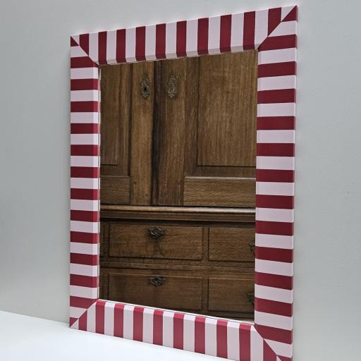 Handpainted Wide Zig Zag Mirror Red & Pink   40% OFF