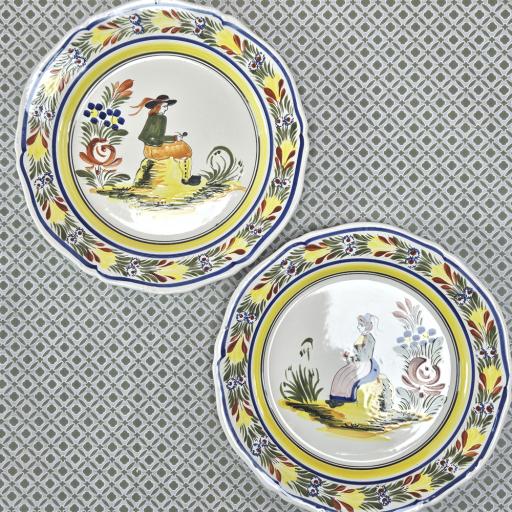 Pair of French Henriot Quimper Plates