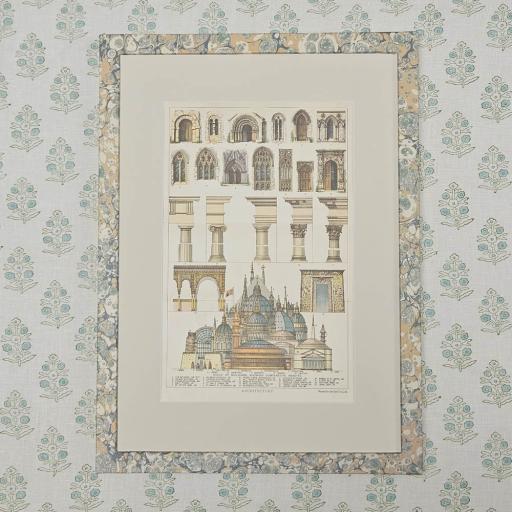 Architectural Print in Marbled Frame