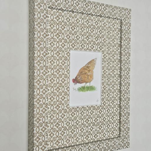 Mini Watercolour of Hen in Gold Wrapped Frame