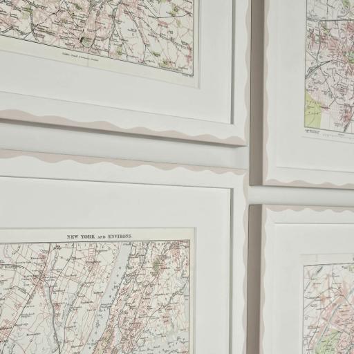 Set of Antique Prints of 4 Capital Cities in Handpainted Frames