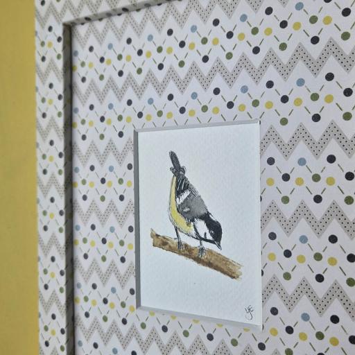 Mini Watercolour of Great Tit in Wrapped Frame