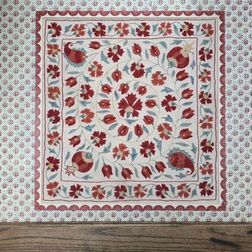 Framed Vintage Traditional Uzbek Embroidered Suzani Textile