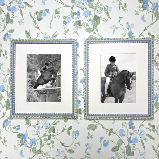 Pair of Chatsworth Design Handpainted Frames in Vert de Terre and Cook's Blue
