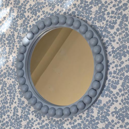 Round Bobbin Mirror in Kittiwake